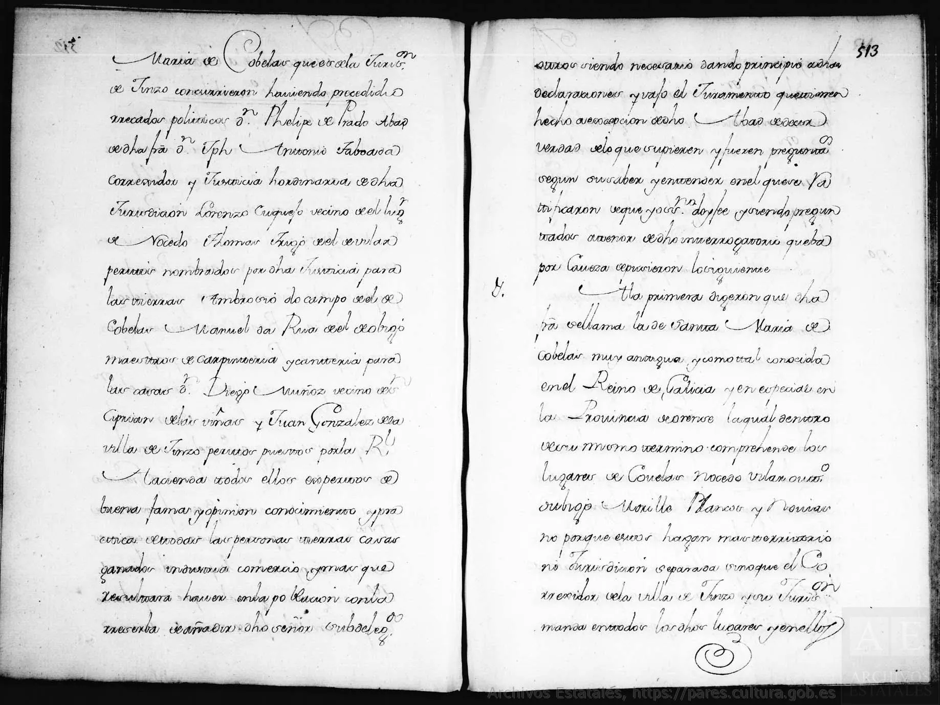 Dúas páxinas manuscritas do Catastro de Ensenada de 1752